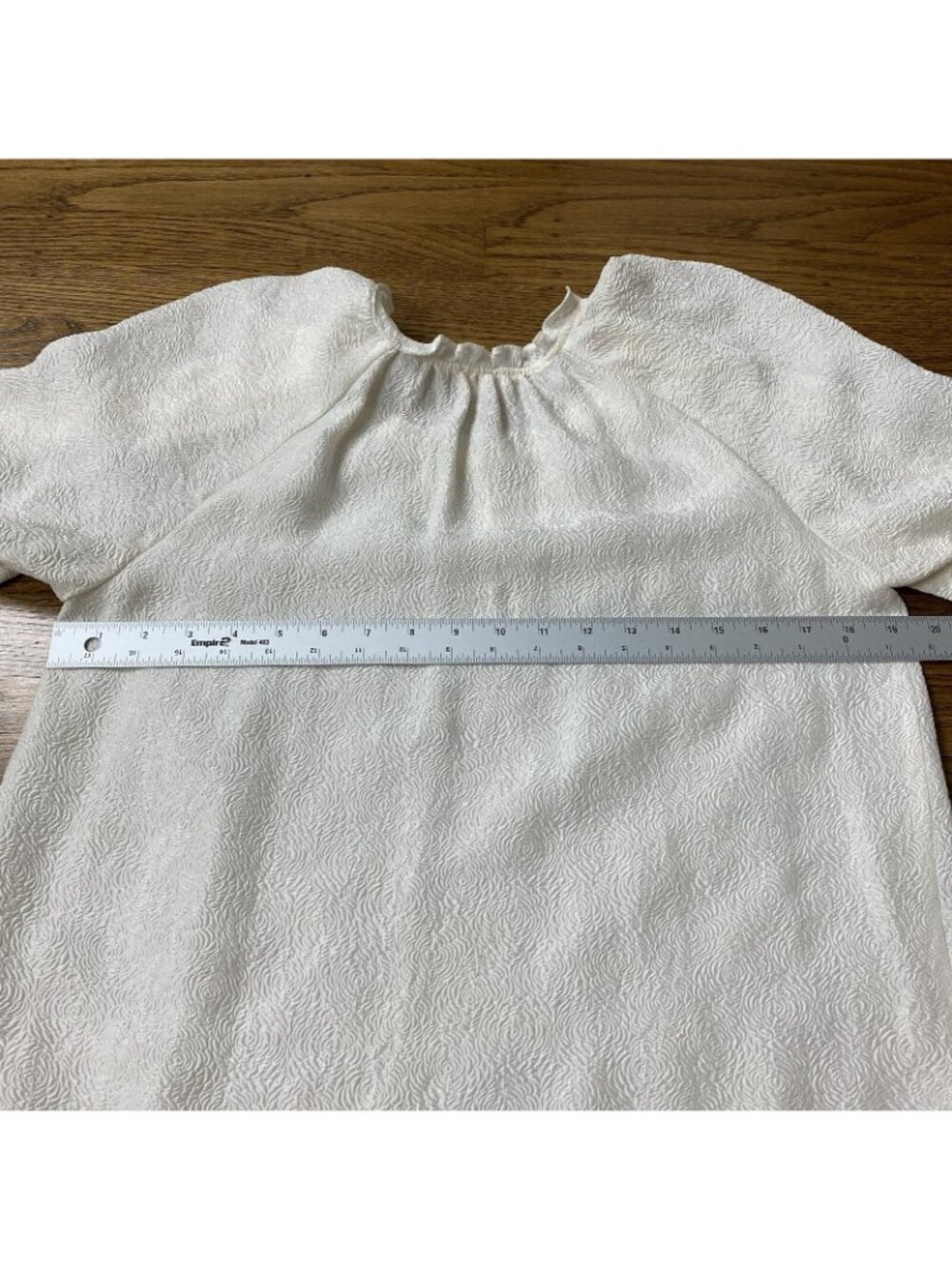 Rebecca Taylor Blouse 4 Textured Rose Silk Cloque Puff Sleeve Ruffle Ivory - Picture 10 of 11